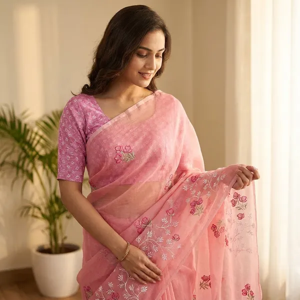 Kotadoria_Peach_Cotton_Saree_For_Women