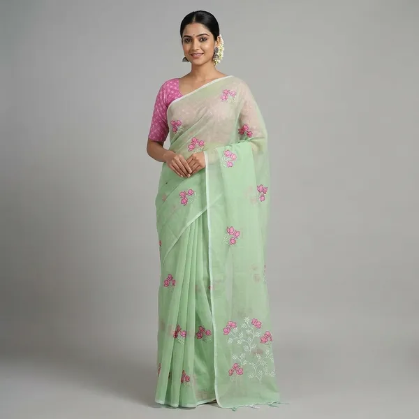 Kotadoria_Green_Cotton_Saree_For_Women