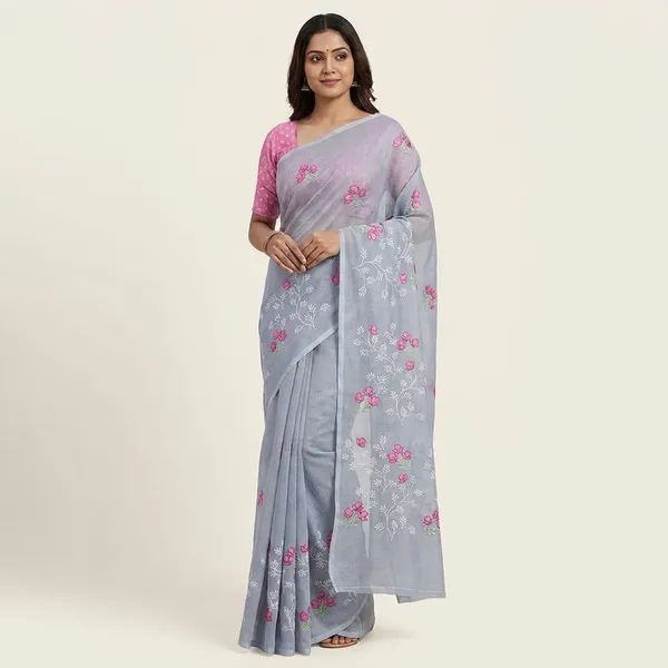 Kotadoria_Grey_Cotton_Saree_For_Women