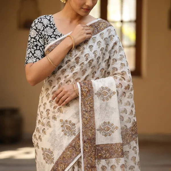 Kotadoria_Cream_Kota_Doria_Kota_Doria_Hand_Block_Print_Saree_For_Women