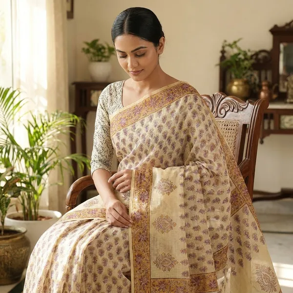 Kotadoria_Yellow_Kota_Doria_Kota_Doria_Hand_Block_Print_Saree_For_Women