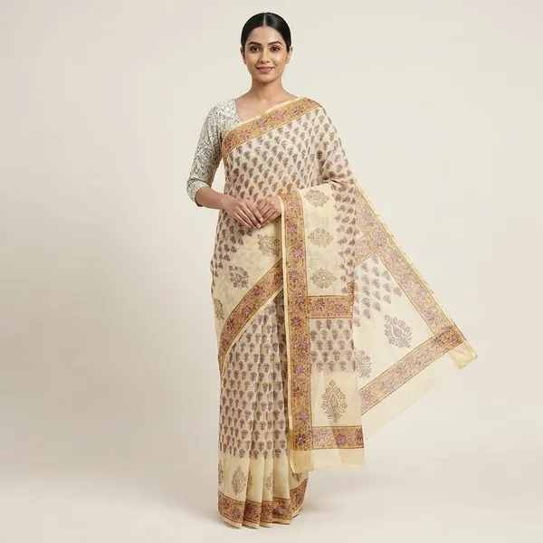 Kotadoria_Yellow_Kota_Doria_Kota_Doria_Hand_Block_Print_Saree_For_Women