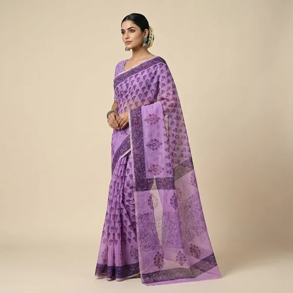 Kotadoria_Purple_Kota_Doria_Kota_Doria_Hand_Block_Print_Saree_For_Women