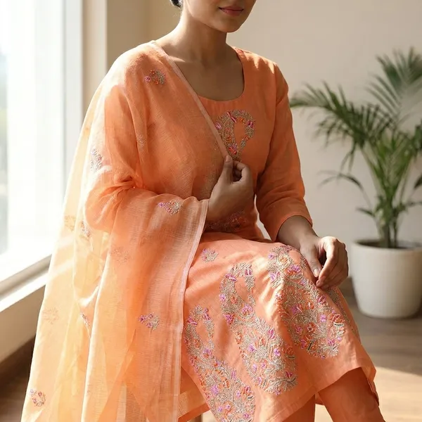 Kotadoria_Orange_Cotton_Unstitched_Dress_Material_For_Women