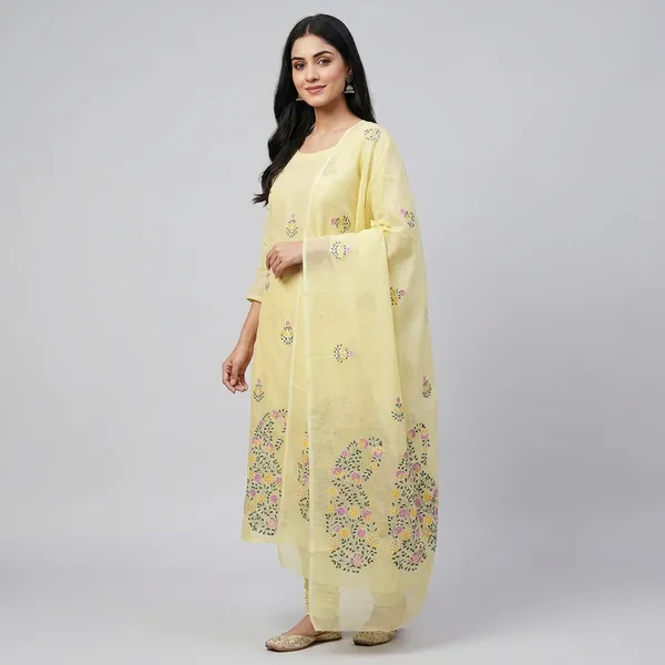 Kotadoria_Yellow_Cotton_Unstitched_Dress_Material_For_Women