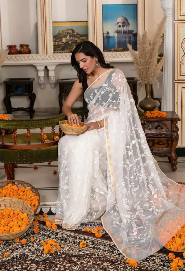 Kotadoria_Ivory_White_Organic_Cotton_Saree_For_Women