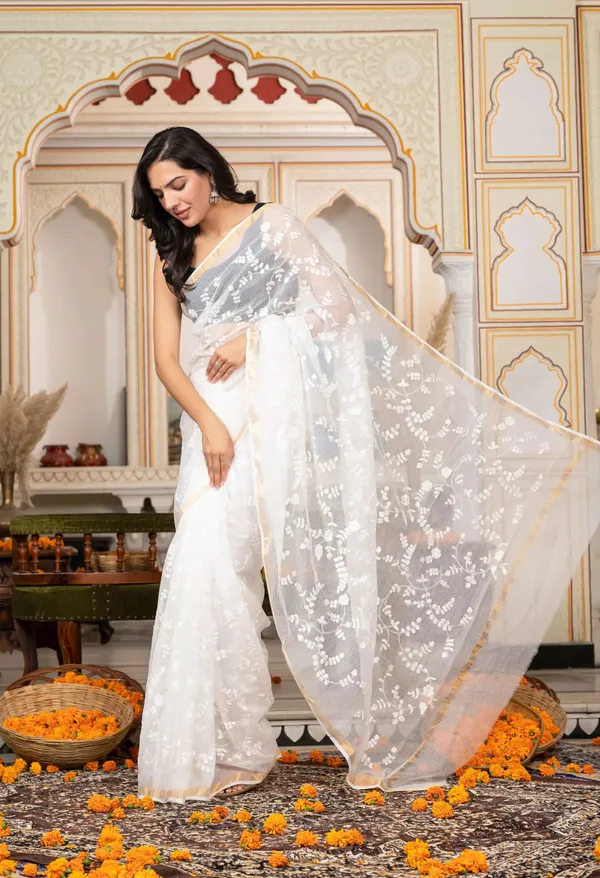 Kotadoria_Ivory_White_Organic_Cotton_Saree_For_Women