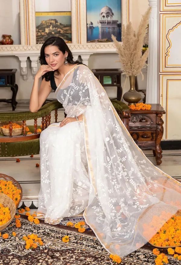 Kotadoria_Ivory_White_Organic_Cotton_Saree_For_Women