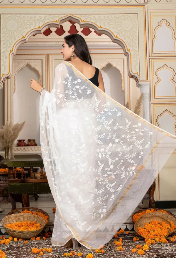Kotadoria_Ivory_White_Organic_Cotton_Saree_For_Women
