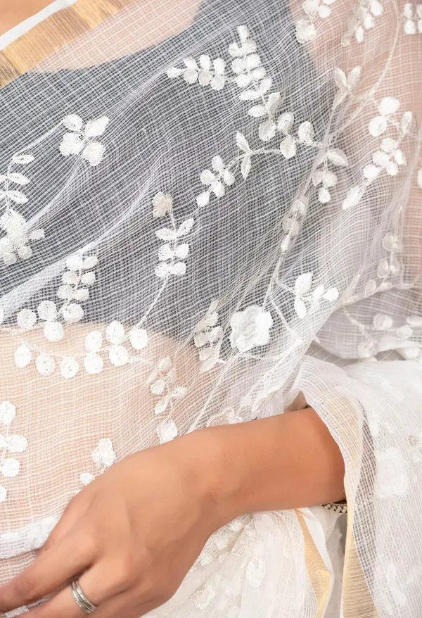 Kotadoria_Ivory_White_Organic_Cotton_Saree_For_Women