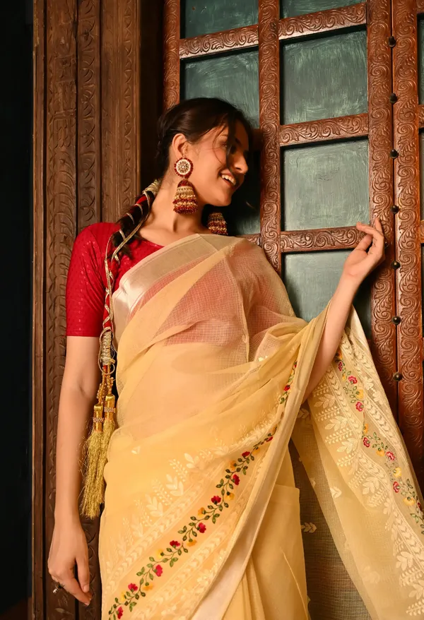 Kotadoria_Pastel_Yellow_Kota_Doria_Cotton_Saree_For_Women