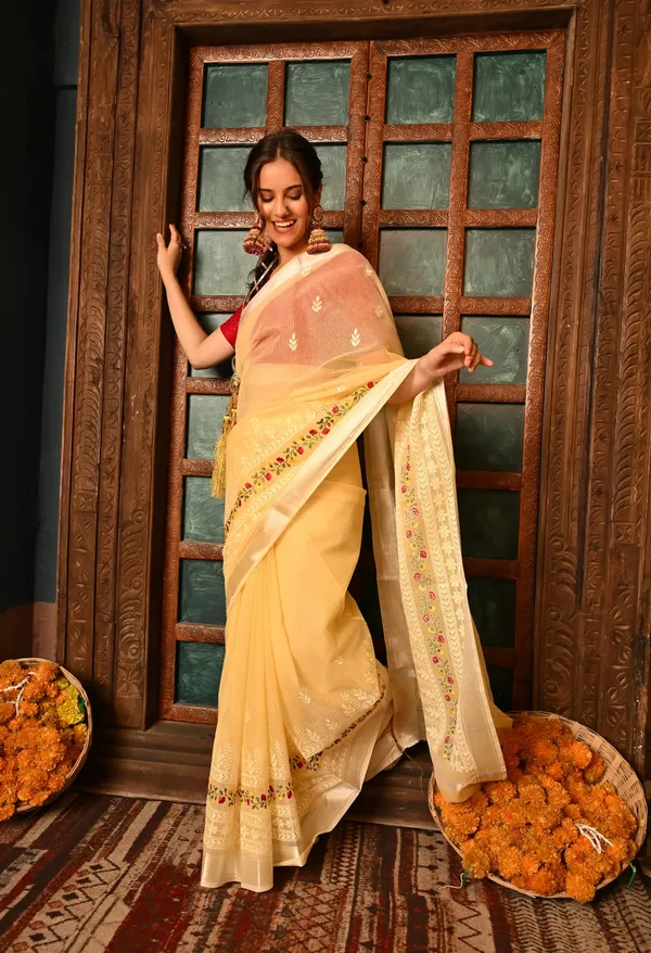 Kotadoria_Pastel_Yellow_Kota_Doria_Cotton_Saree_For_Women