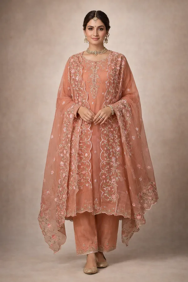 Kotadoria_Orange_Cotton_Blend_Unstitched_Dress_Material_For_Women