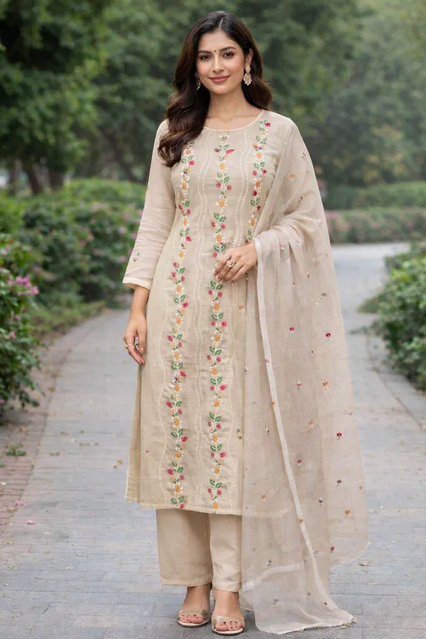 Kotadoria_Cream_Cotton_Blend_Unstitched_Dress_Material_For_Women