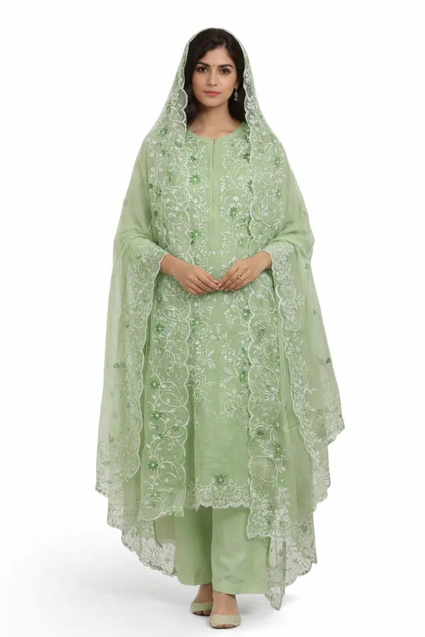 Kotadoria_Pista_Green_Cotton_Blend,_Kota_Doria_Unstitched_Dress_Material_For_Women