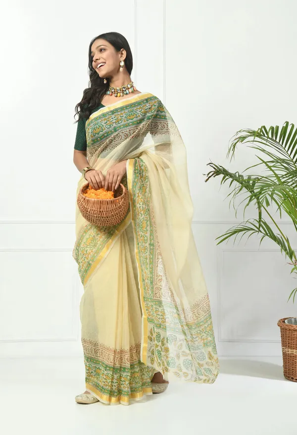 Kotadoria_Champagne_Yellow_Cotton_Saree_For_Women