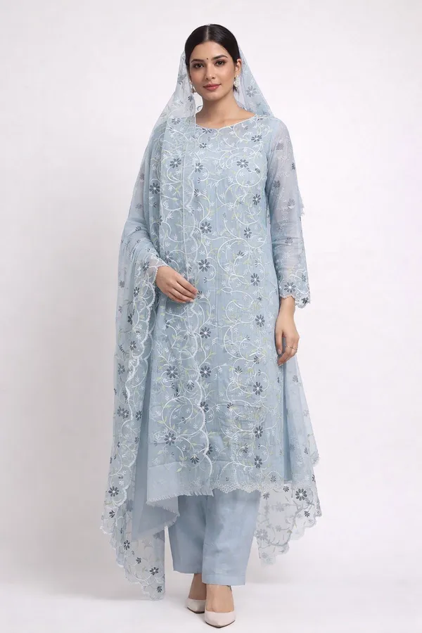 Kotadoria_Grey_Cotton_Blend_Kota_Doria_Unstitched_Dress_Material_For_Women