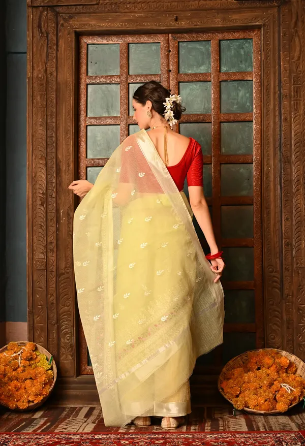 Kotadoria_Pastel_Green_Cotton_Saree_For_Women