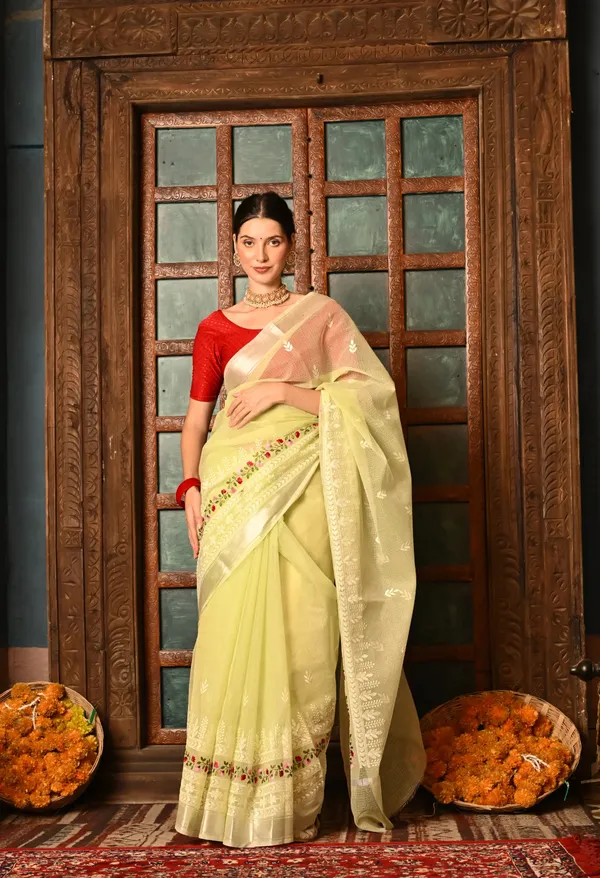 Kotadoria_Pastel_Green_Cotton_Saree_For_Women