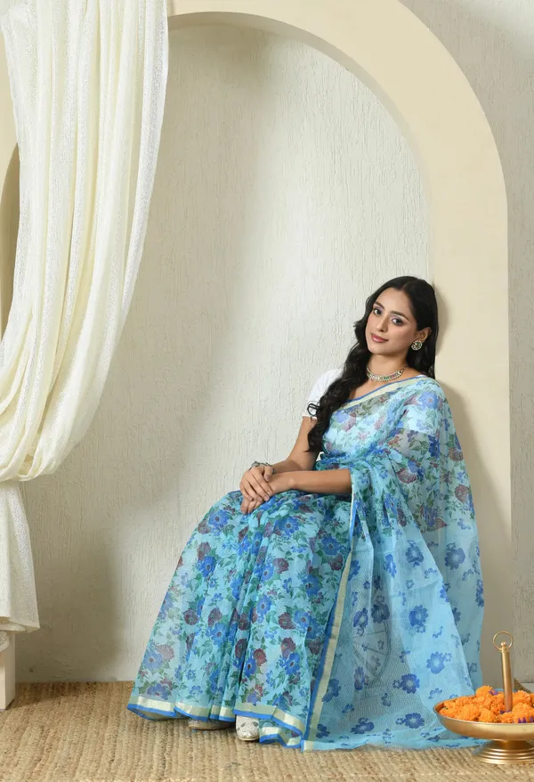 Kotadoria_Sapphire_Blue_Cotton_Saree_For_Women