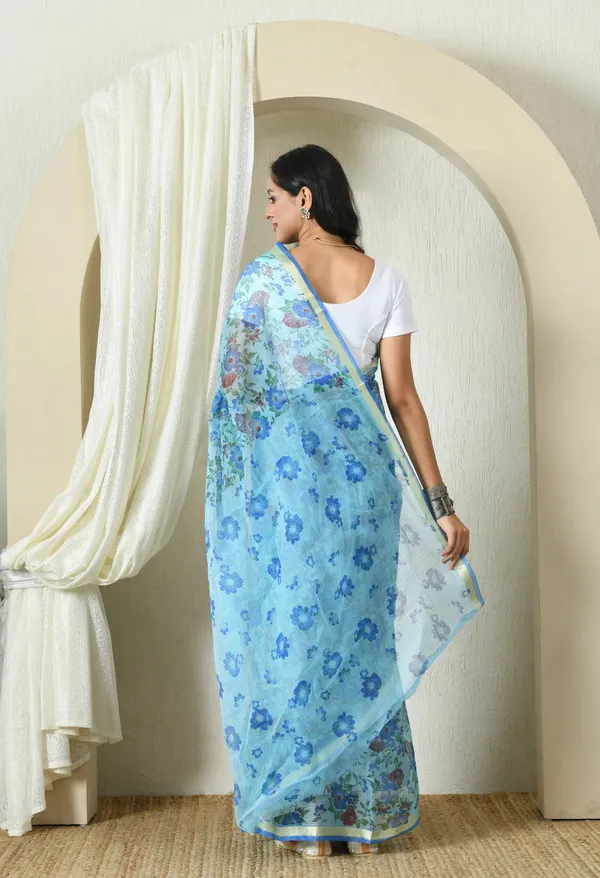 Kotadoria_Sapphire_Blue_Cotton_Saree_For_Women