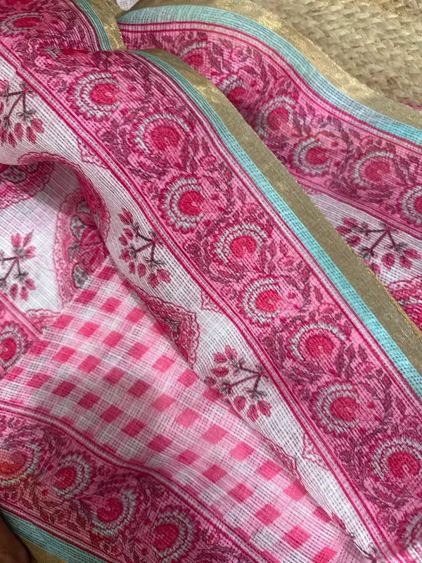 Pink_And_White_Soft_Linen_Floral_Print_Saree_With_a_blouse_piece__For_Women