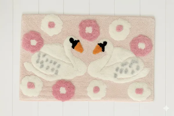 Elegant_Swan_Bath_Mat_With_Floral_Design