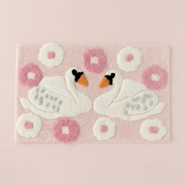 Elegant_Swan_Bath_Mat_With_Floral_Design