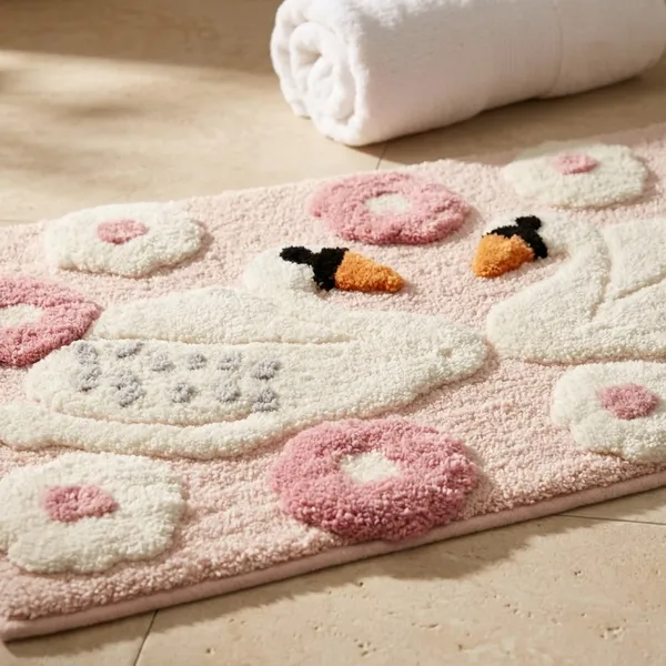 Elegant_Swan_Bath_Mat_With_Floral_Design