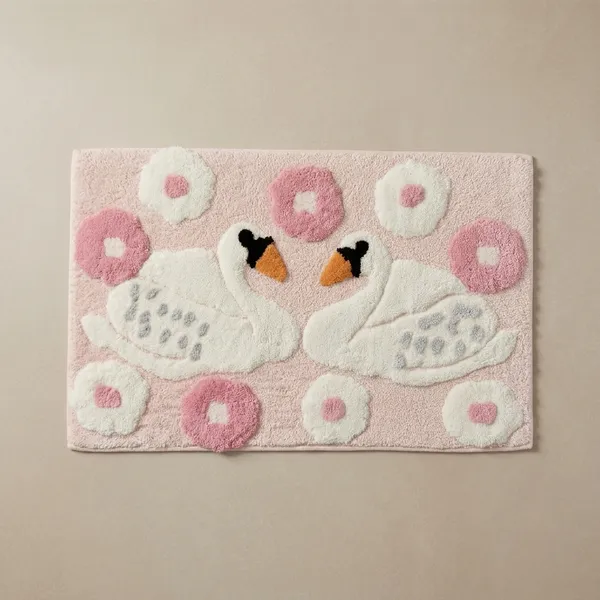 Elegant_Swan_Bath_Mat_With_Floral_Design