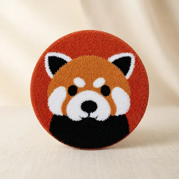 Red_Panda_Face_Round_Tufted_Floor_Mat