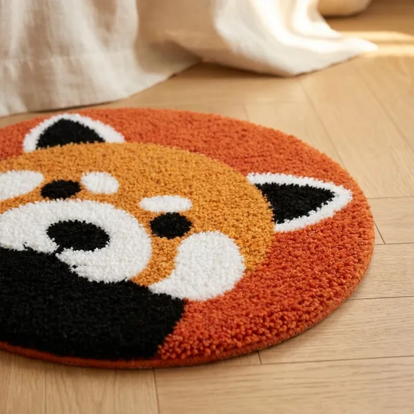 Red_Panda_Face_Round_Tufted_Floor_Mat