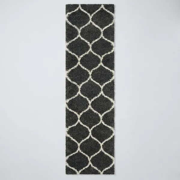 Charcoal_Black_And_Ivory_Moroccan_Trellis_Pattern_Shag_Runner_Rug