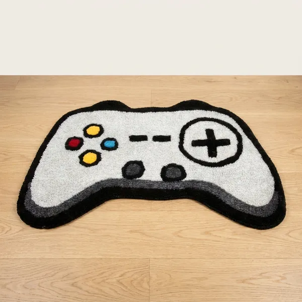 Game_Controller_Shaped_Floor_Mat_-_Grey_With_Colorful_Buttons