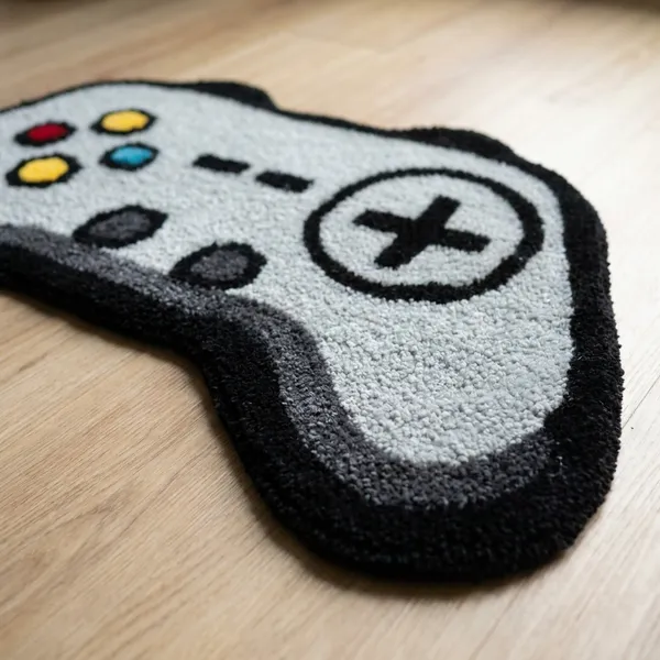 Game_Controller_Shaped_Floor_Mat_-_Grey_With_Colorful_Buttons