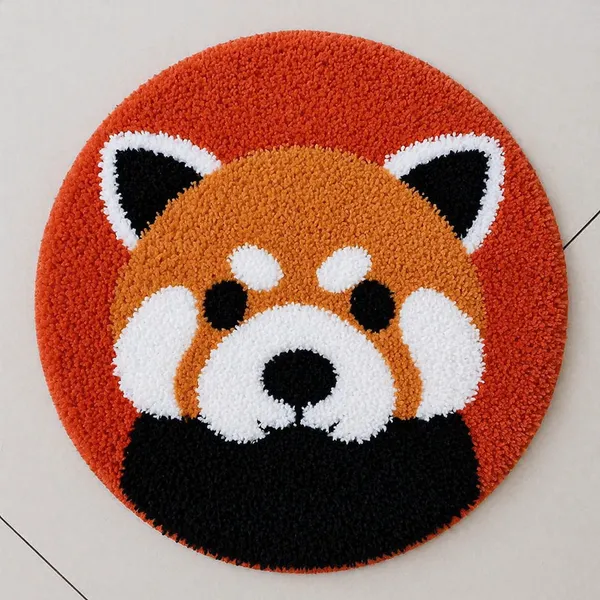 Red_Panda_Face_Round_Tufted_Floor_Mat