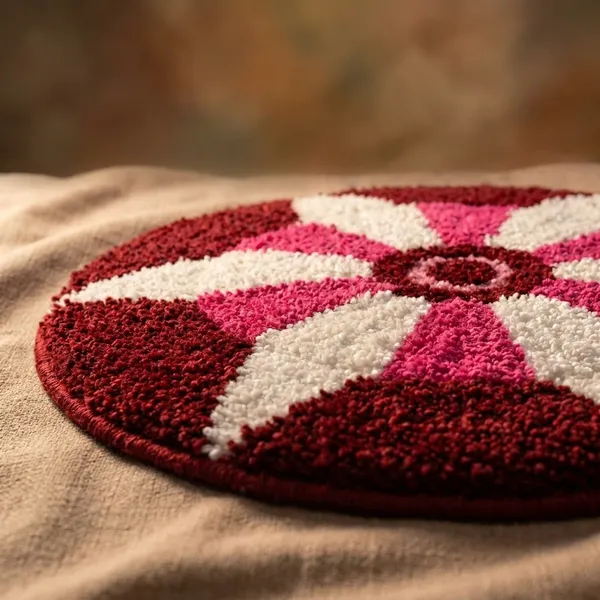 Handcrafted_Circular_Tufted_Rug_With_Multicolor_Geometric_Pattern