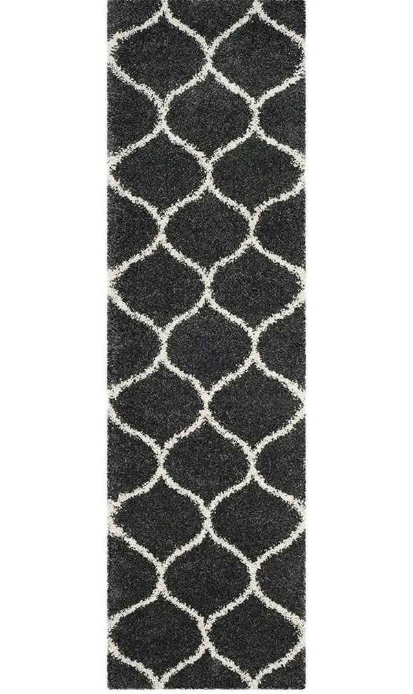 Charcoal_Black_And_Ivory_Moroccan_Trellis_Pattern_Shag_Runner_Rug
