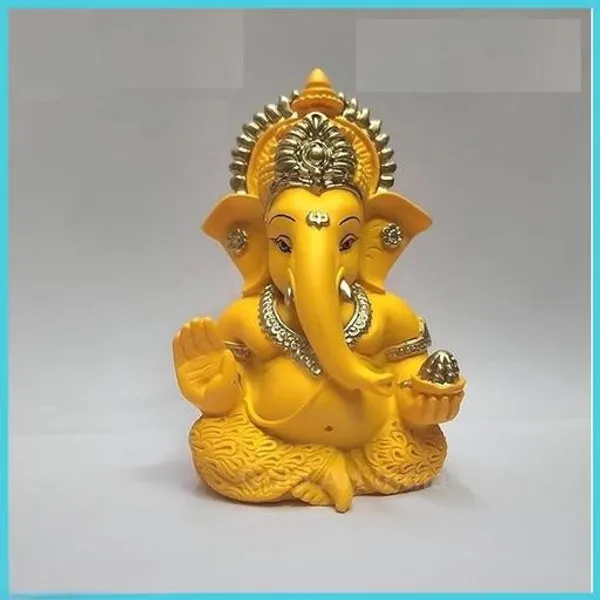 Yellow_Golden_Resin_Ganesha_Idol_For_Home_Decor