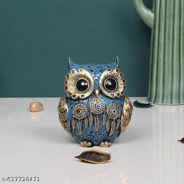 Blue_And_White_Resin_Owl_Showpiece_For_Home_Decor_Set_Of_2