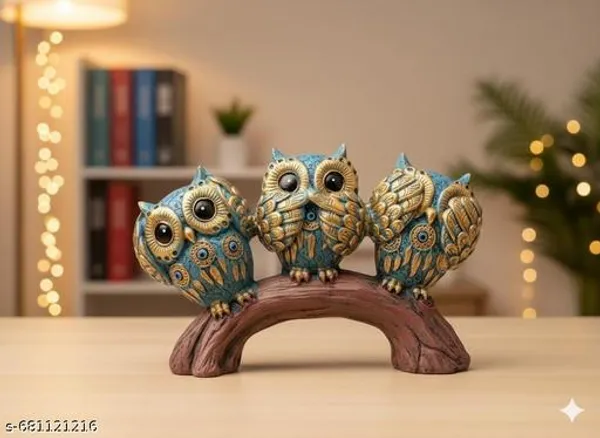 Resin_3_Owl_Showpiece_On_Tree_Branch_For_Home_And_Table_Decor_Pack_Of_1