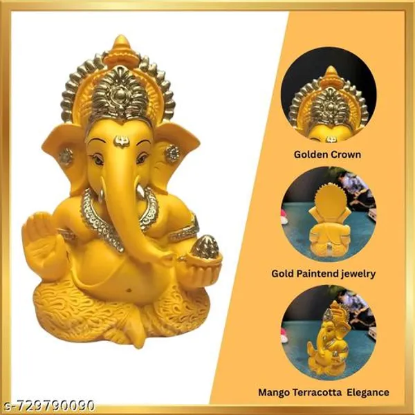 Yellow_Golden_Resin_Ganesha_Idol_For_Home_Decor