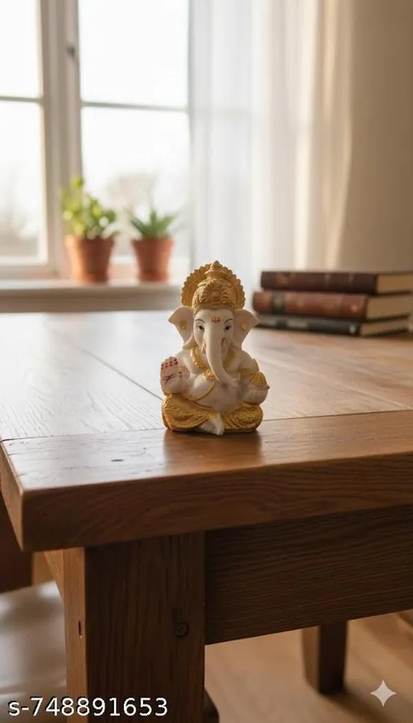 White_And_Gold_Lord_Ganesha_Idol_For_Home_Decor_Office_Desk