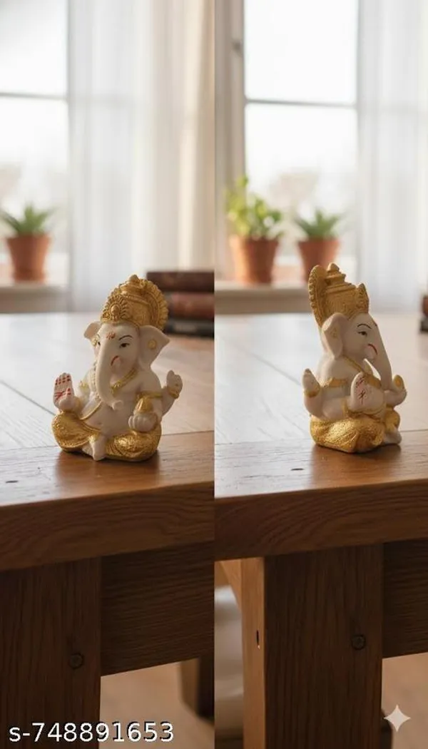 White_And_Gold_Lord_Ganesha_Idol_For_Home_Decor_Office_Desk