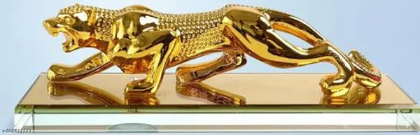 Golden_Prowling_Leopard_Jaguar_Ornament_On_Glass_Base