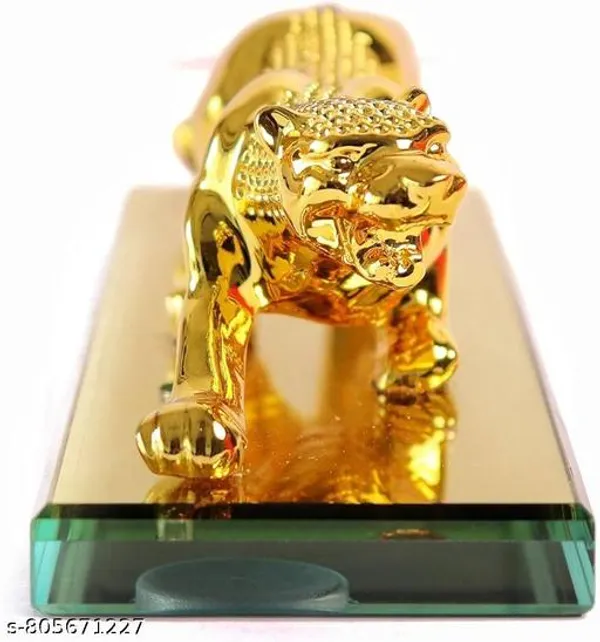Golden_Prowling_Leopard_Jaguar_Ornament_On_Glass_Base