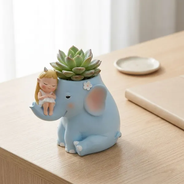Cute_Blue_Elephant_Sleeping_Fairy_Resin_Decorative_Pot_For_Home_Office_Desk