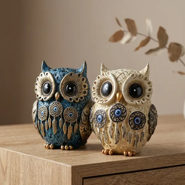 Blue_And_White_Resin_Owl_Showpiece_For_Home_Decor_Set_Of_2