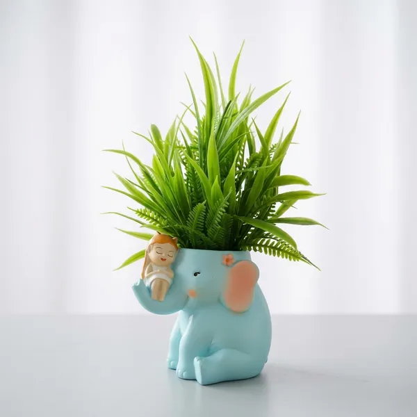 Cute_Elephant_Shape_Resin_Planter_With_Artificial_Plant_For_Home_Table_Decor