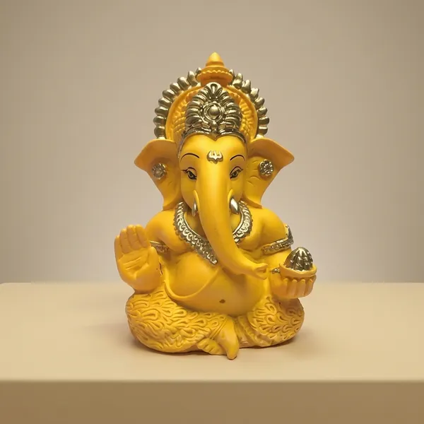 Yellow_Golden_Resin_Ganesha_Idol_For_Home_Decor